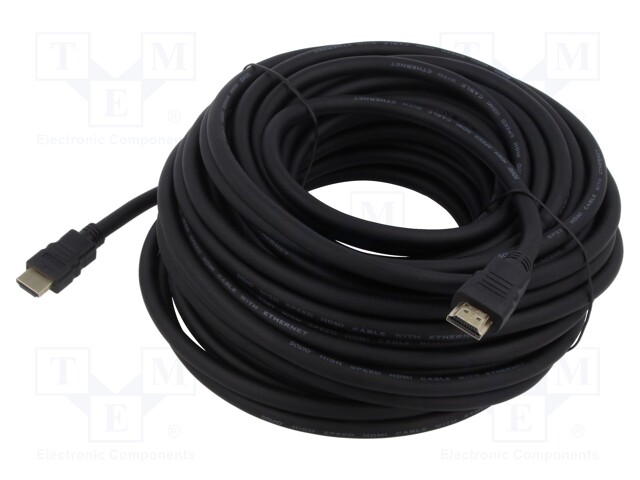 Cable; HDMI 1.4; HDMI plug,both sides; Len: 20m; black; 30AWG