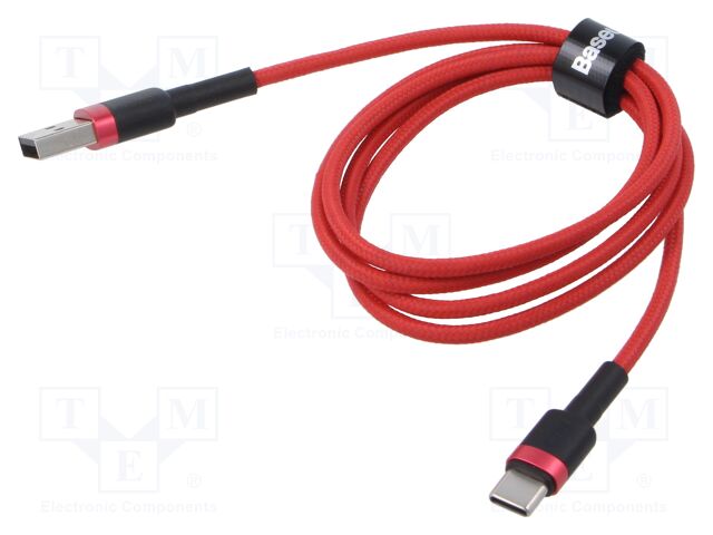 Cable; High Speed,USB 2.0; USB A plug,USB C plug; 1m; red; 3A