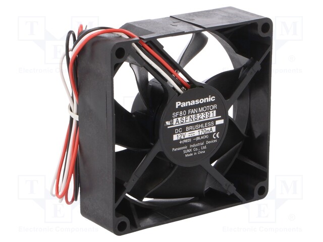 Fan: DC; axial; 12VDC; 80x80x25mm; 52.8m3/h; 27dBA; ball bearing