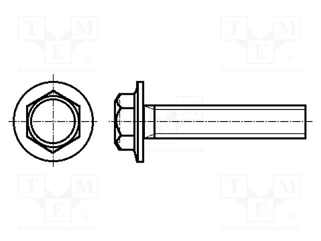 Screw; with flange; M5x10; Head: hexagonal; none; steel; zinc