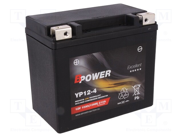 Re-battery: acid-lead; 12V; 10Ah; AGM; maintenance-free,left +