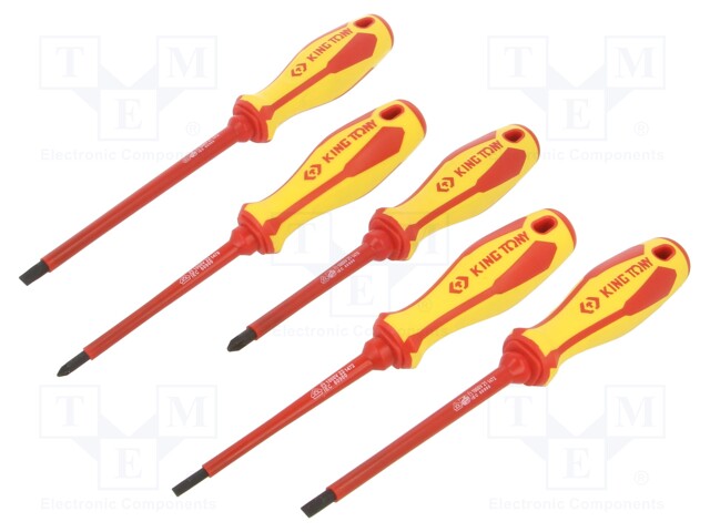 Kit: screwdrivers; Pcs: 5; insulated; Pozidriv®,slot