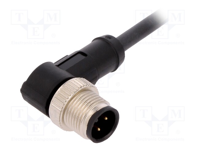 Connection lead; M12; PIN: 4; angled; 5m; plug; 250VAC; 4A; -25÷80°C