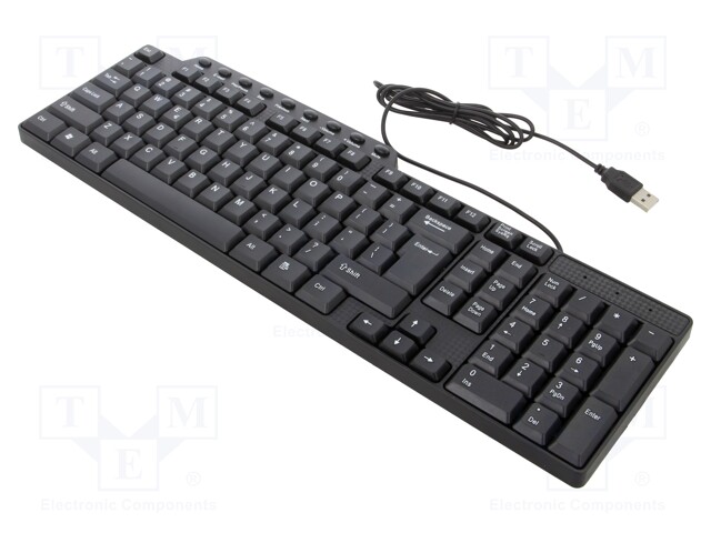 Keyboard; black; USB A; wired,US layout; 1.3m