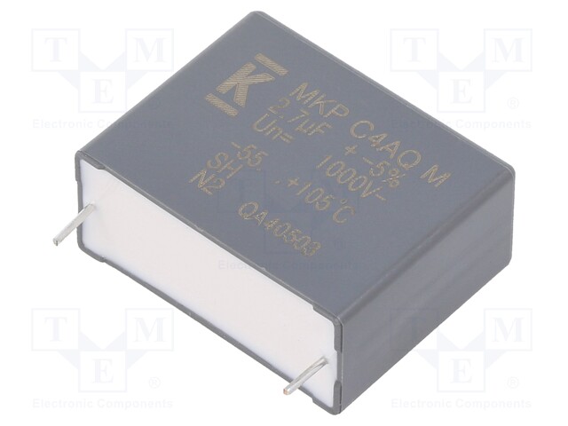 Capacitor: polypropylene; DC-Link; 2.7uF; ESR: 15.3mΩ; THT; ±5%