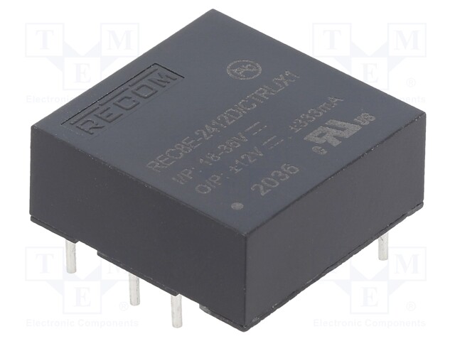 Converter: DC/DC; 8W; Uin: 18÷36V; Uout: 12VDC; Uout2: -12VDC; 1"x1"