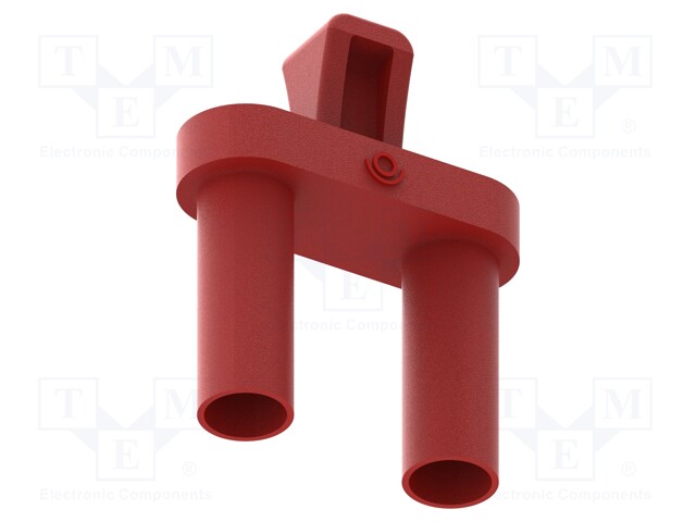 Adapter; banana 4mm socket,banana 4mm plug x2; 36A; 1kV; red