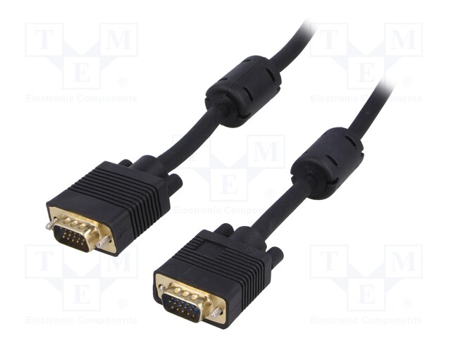 Cable; D-Sub 15pin HD plug,both sides; black; 15m