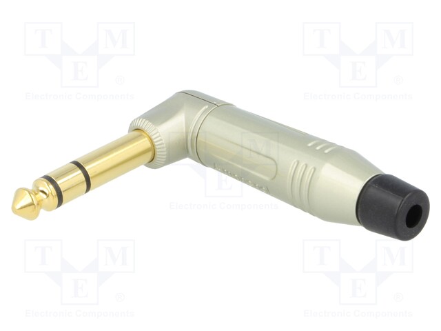 Plug; Jack 6,35mm; male; stereo; angled 90°; for cable; soldering
