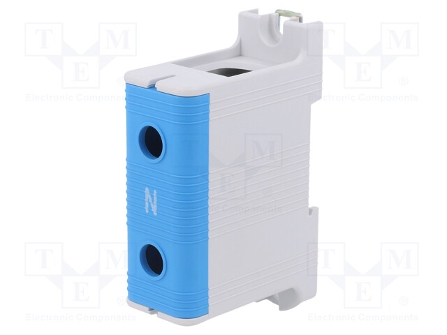 Splice terminal: rail; 150mm2; ways: 1; terminals: 2; blue; TS35