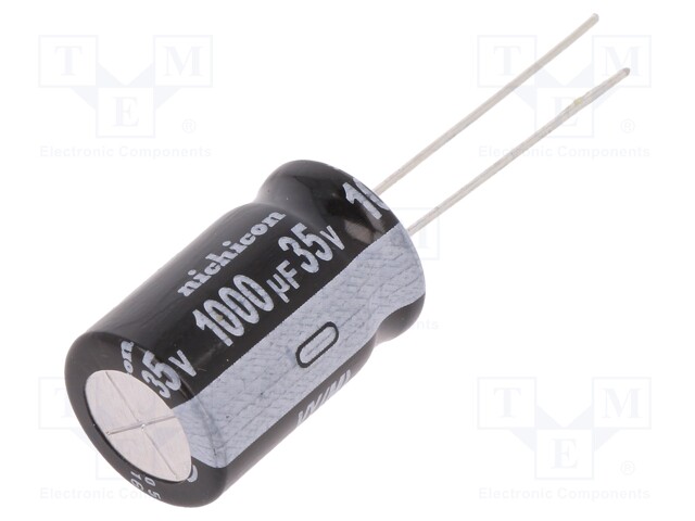 Capacitor: electrolytic; THT; 1000uF; 35VDC; Ø12.5x20mm; Pitch: 5mm