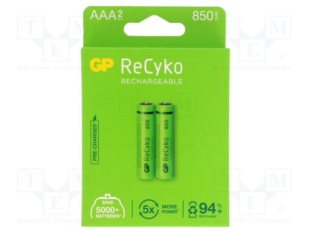 Re-battery: Ni-MH; AAA,R3; 1.2V; 850mAh; ReCyko; blister; Ready2Use