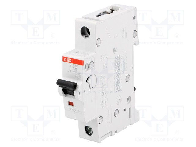 Circuit breaker; 230VAC; Inom: 6A; Poles: 1; DIN; Charact: B; 6kA