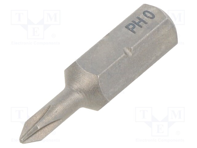 Screwdriver bit; Phillips; PH0; Overall len: 25mm