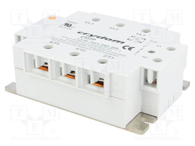 Relay: solid state; Ucntrl: 180÷280VAC; 50A; 48÷530VAC; 3-phase