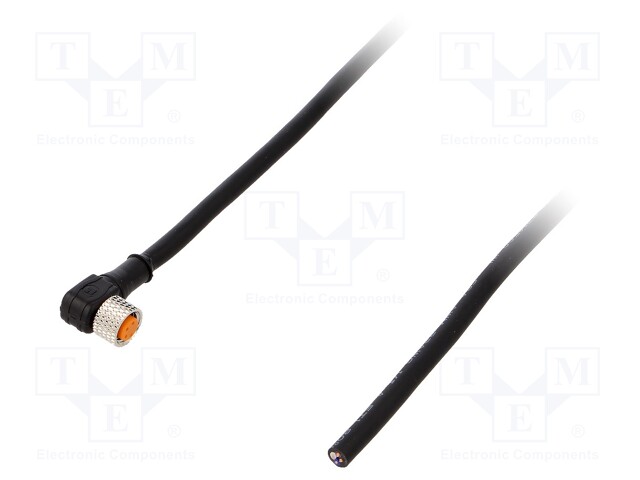 Connection lead; M8; PIN: 4; angled; 2m; plug; 50VAC; 4A; -25÷80°C