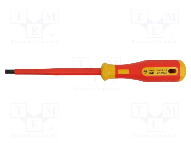 Screwdriver; insulated; slot; SL 5,5mm; Blade length: 125mm