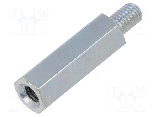 Screwed spacer sleeve; 30mm; Int.thread: M6; Ext.thread: M6; steel