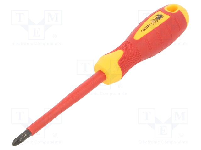 Screwdriver; insulated; Pozidriv®; PZ2; 100mm; 1kVAC; tool steel