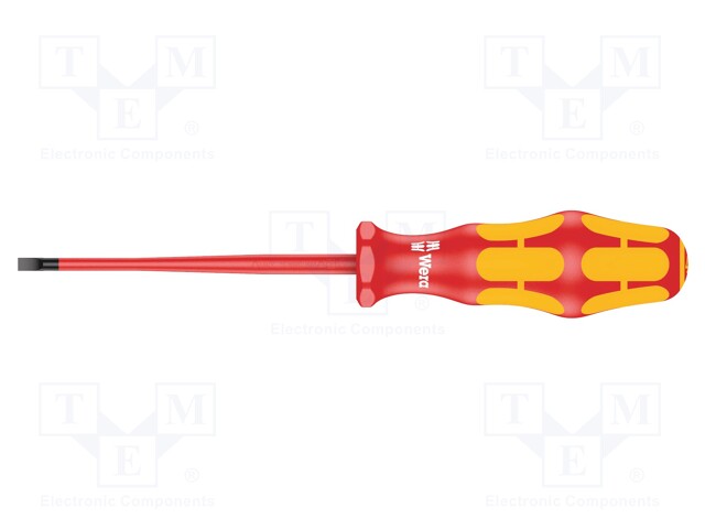 Screwdriver; insulated,slim; slot; 4,0x0,8mm; Blade length: 100mm