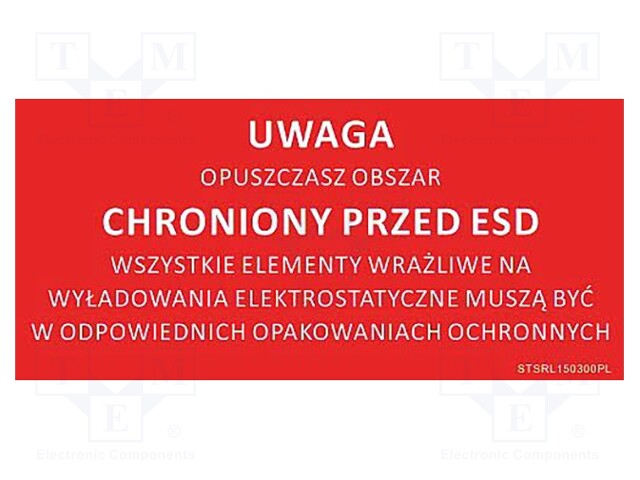 Information board; ESD,PL; 150x300mm; red