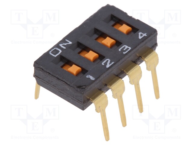 Switch: DIP-SWITCH; Poles number: 4; ON-OFF; 0.025A/24VDC; Pos: 2