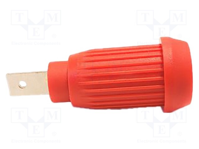 Socket; 4mm banana; 15A; 1kV; red; nickel plated; soldered; 35mm