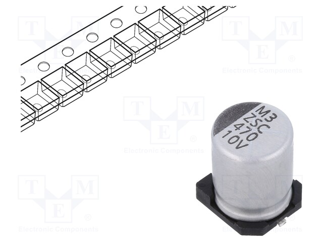 Capacitor: electrolytic; SMD; 470uF; 10VDC; Ø8x10mm; ±20%