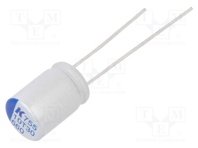 Capacitor: polymer; 560uF; 10VDC; ESR: 15mΩ; A755; THT; ±20%; 5000h