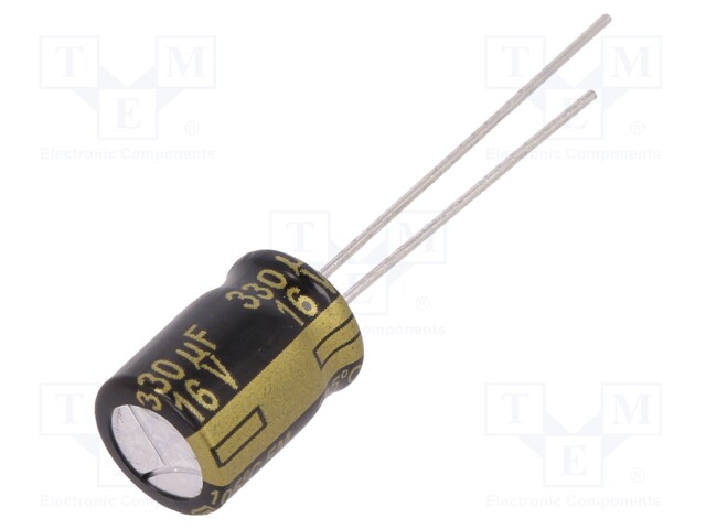 Capacitor: electrolytic; low impedance; THT; 330uF; 10VDC; ±20%