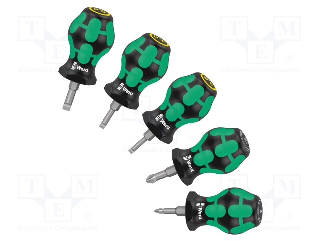 Kit: screwdrivers; Pcs: 5; Pozidriv®,slot; Series: STUBBY