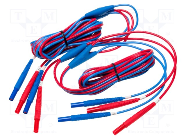 Test lead; banana plug 4mm x2,both sides; Len: 3m; red-blue