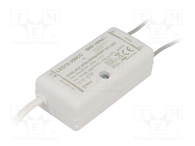 Power supply: switched-mode; LED; 10W; 2÷30VDC; 350mA; 185÷265VAC