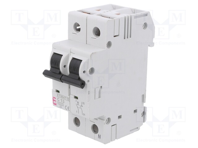 Circuit breaker; 230/400VAC; Inom: 13A; Poles: 1+N; DIN; Charact: C