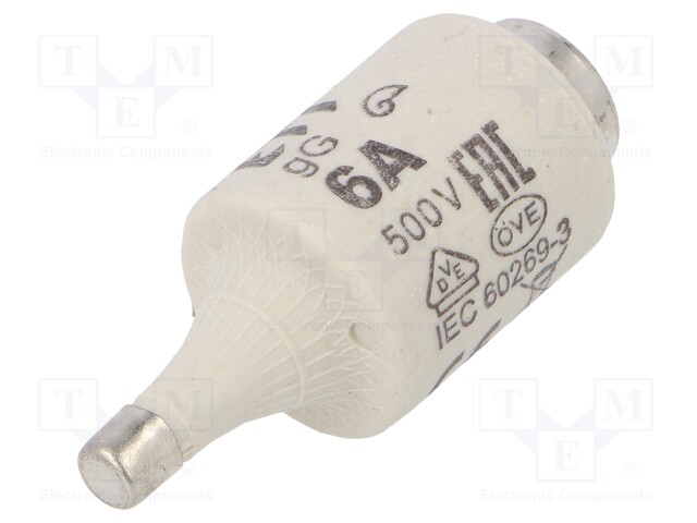 Fuse: fuse; gG; 6A; 500VAC; 500VDC; ceramic; DII; D