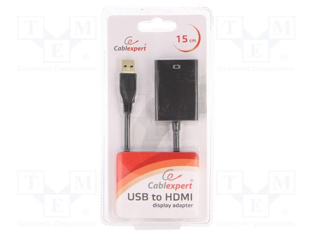 Adapter; USB 3.0; HDMI socket,USB A plug; 0.15m; black