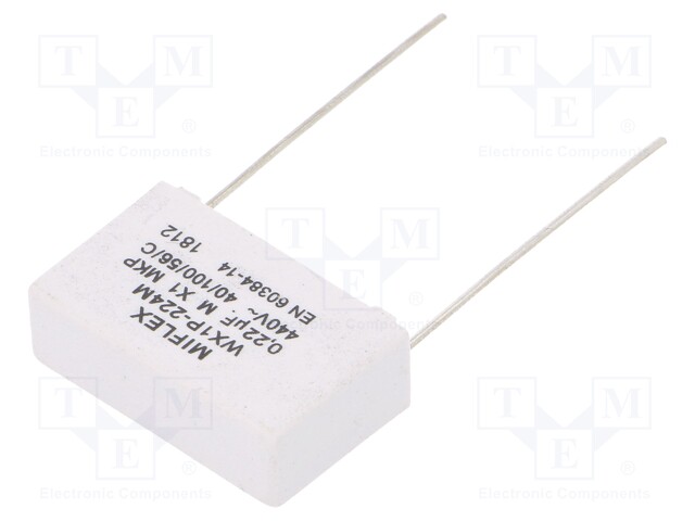 Capacitor: polypropylene; X1; 220nF; 440VAC; ±20%; THT