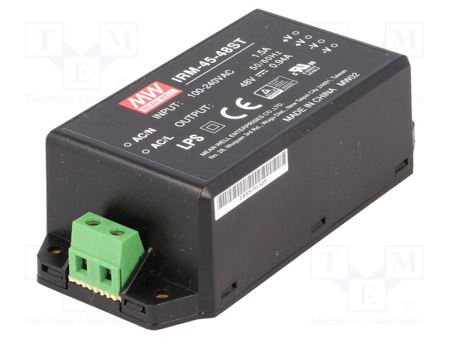 Power supply: switched-mode; modular; 45.12W; 48VDC; 0.94A; 280g