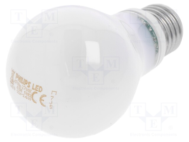 LED lamp; warm white; E27; 230VAC; 470lm; 6W; 2700K; CRImin: 80