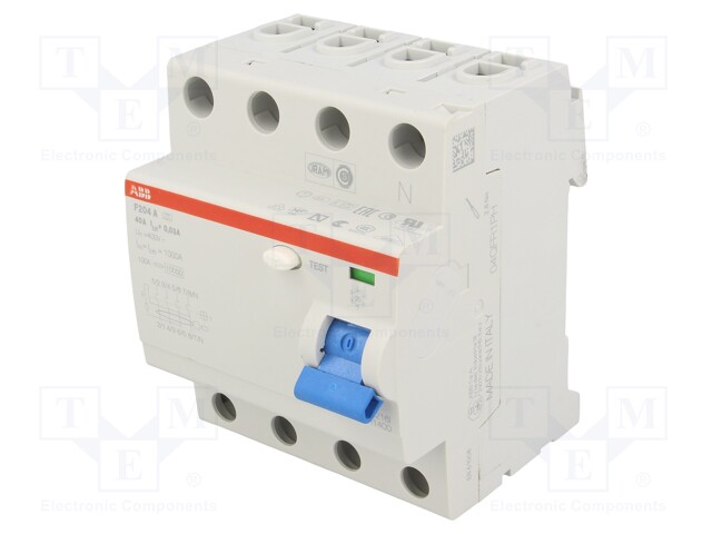 RCD breaker; Inom: 40A; Ires: 30mA; Max surge current: 5000A; 400V