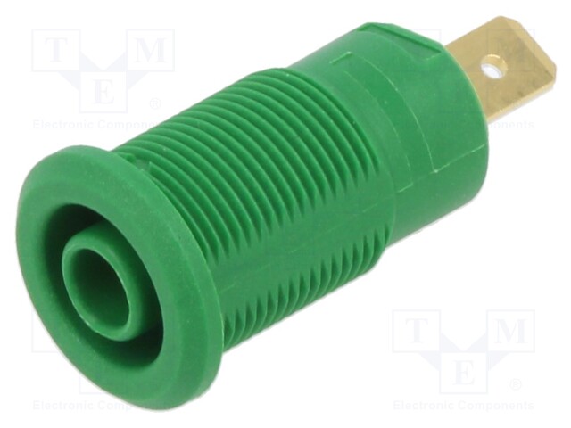 Socket; 4mm banana; 24A; 1kV; Cutout: Ø12.2mm; green; gold-plated