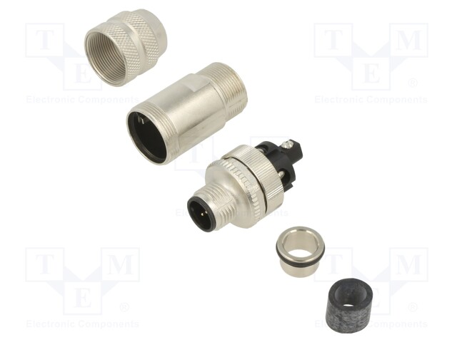 Sensor Connector, 713 Series, M12, Male, 5 Positions, Screw Pin, Straight Cable Mount