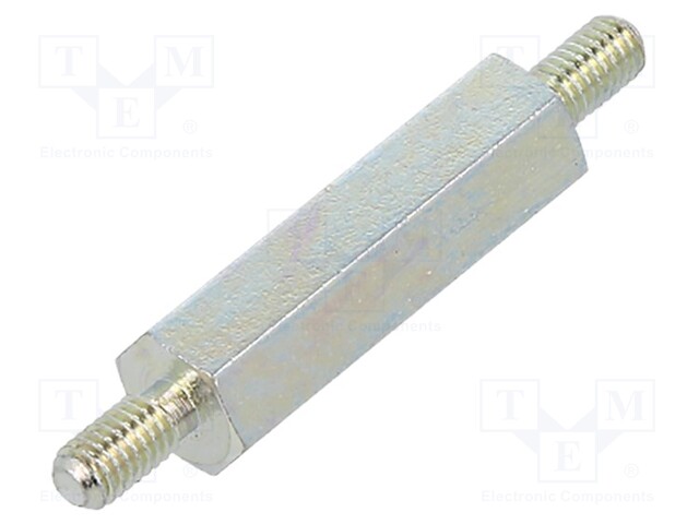 Screwed spacer sleeve; 20mm; Ext.thread: M3; hexagonal; steel