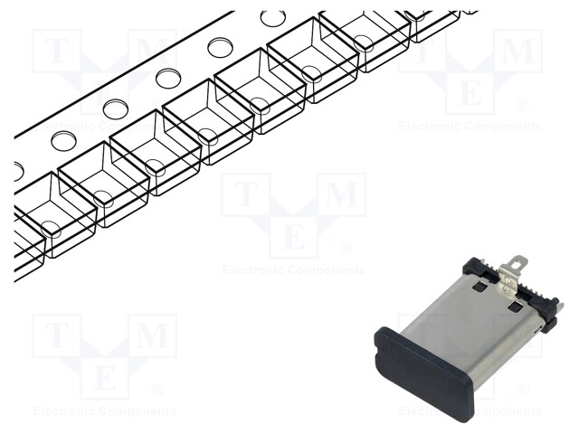 Plug; USB C; on PCBs; SMT; PIN: 24; vertical; USB 3.1; 5A; reel