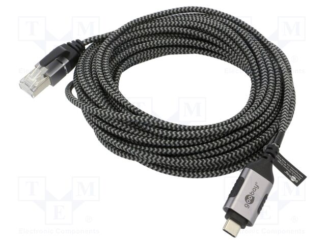 Cable; slim,USB 3.1; RJ45 plug,USB C plug; nickel plated; 7.5m