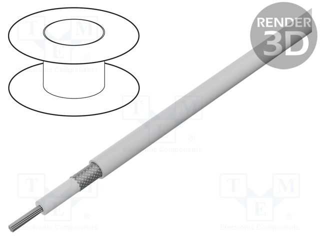 Wire: coaxial; RG188A/U; stranded; CCS; PTFE; white; 2.7mm