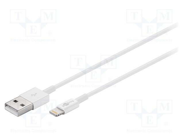 Cable; USB 2.0; USB A plug,Apple Lightning plug; 2m; white