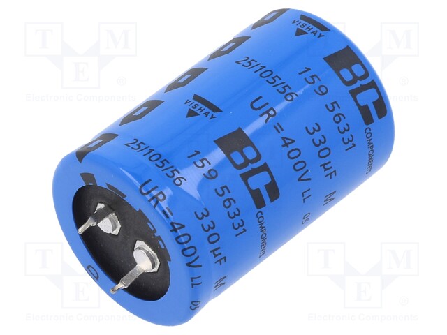 Electrolytic Capacitor, 330 µF, 400 V, 159 PUL-SI Series, ± 20%, Quick Connect, Snap-In