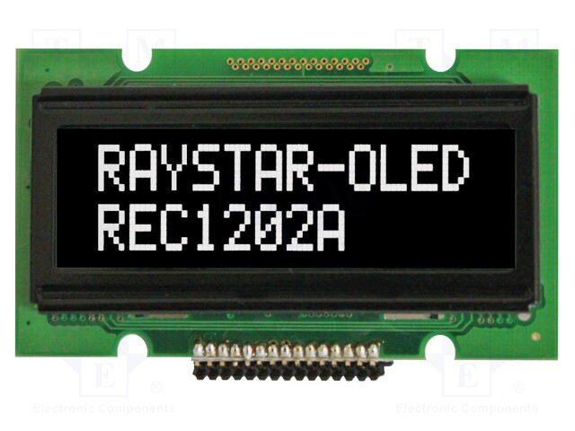 Display: OLED; alphanumeric; 12x2; Dim: 55.7x32x11mm; white; PIN: 15