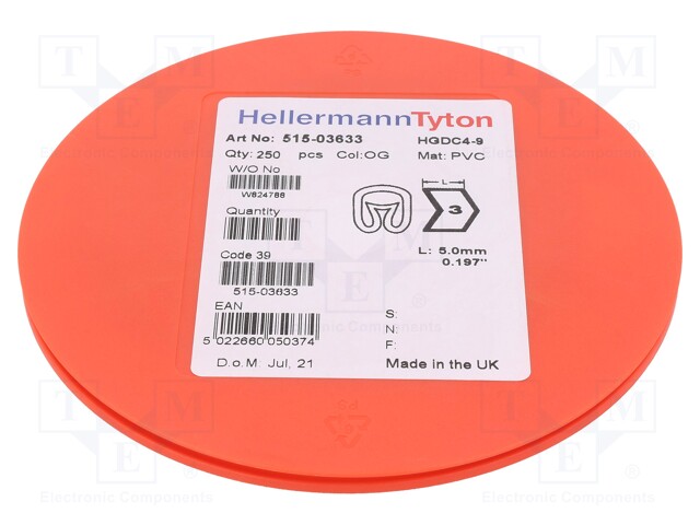 Markers for cables and wires; Label symbol: 3; 4÷9mm; PVC; orange